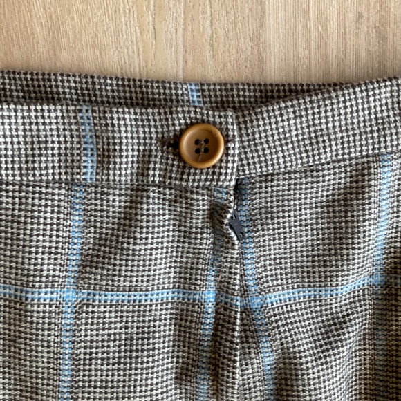 French Connection Wool Angora Plaid Midi Skirt tan academia grandpacore varsity - Picture 6 of 15